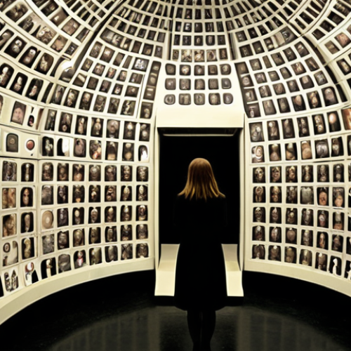 **

Prompt: People inside a literal "echo chamber" made of social media feeds, only showing environmental advocacy posts, blissfully unaware of the outside world where others are indifferent or disagree. Exaggerated, surreal style.

**