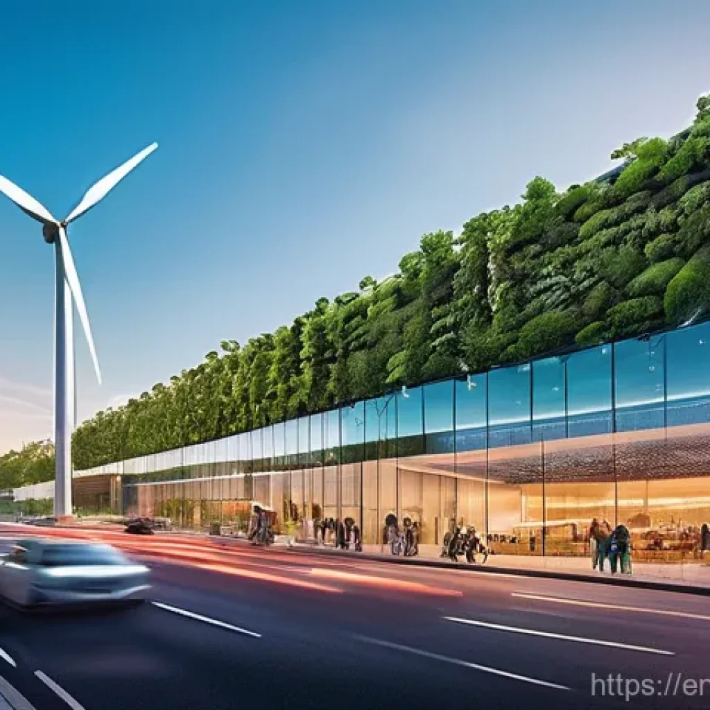 지속 가능한 개발의 정책적 접근 - **Prompt 1: A City Embracing Green Economies**
    A wide-angle, vibrant, and futuristic urban lands...