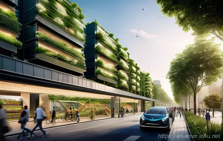 환경학의 미래 방향 - **Prompt: "A vibrant, futuristic smart city at dawn, seamlessly blending advanced technology with lu...