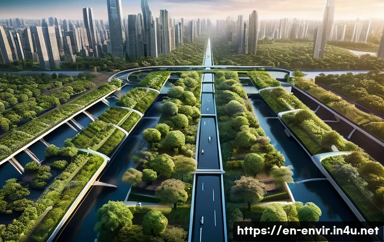 환경 정책과 법률 - **Prompt 1: A Glimpse into a Sustainable Future City**
    "An aerial wide-angle shot of a futuristi...