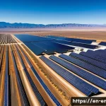 기후 변화 대처를 위한 글로벌 전략 - A vast solar farm stretching across the sun-drenched deserts of the American Southwest, featuring ro...